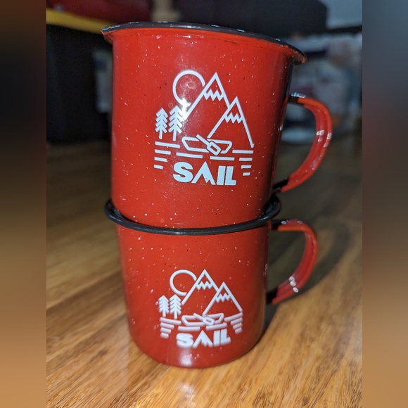 Sail red metal camping mugs. Collection. Outdoors. 2 set. - Picture 2 of 2